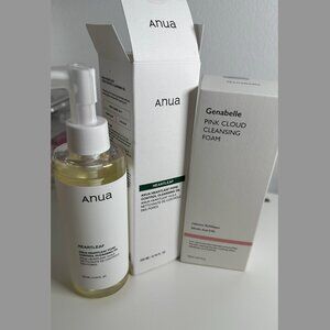 Lot: Genabelle Pink cloud cleasing foam (new) + Anua cleansing oil (opened)